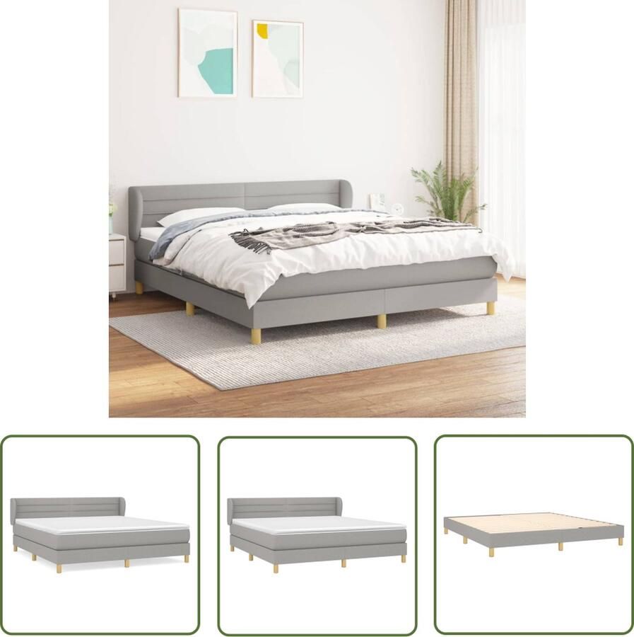 The Living Store Boxspringbed Comfort Bed 180 x 200 cm Pocketvering matras Boxspringbed Slaapcomfort Pocketveermatras Hoofdboard Stof