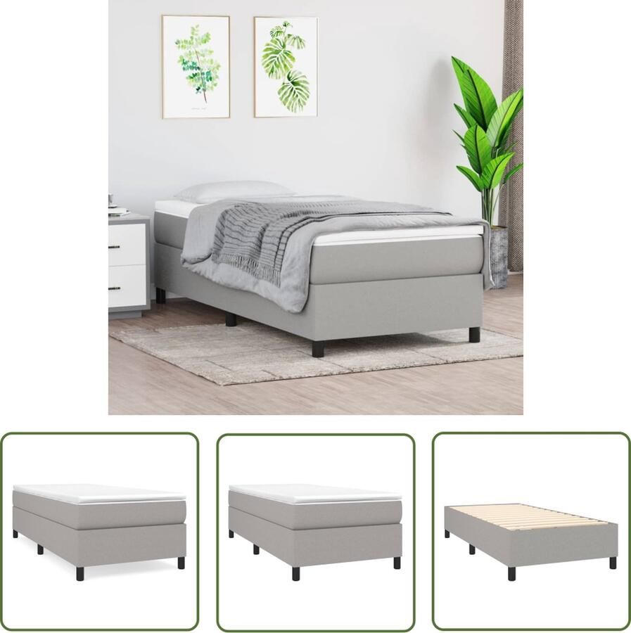The Living Store Boxspring met matras stof lichtgrijs 80x200 cm Boxspring Boxsprings Bed Slaapmeubel Boxspringbed Boxspring Bed Eenpersoonsbed Bed Met Matras Bedframe Ledikant Bedden - Foto 2