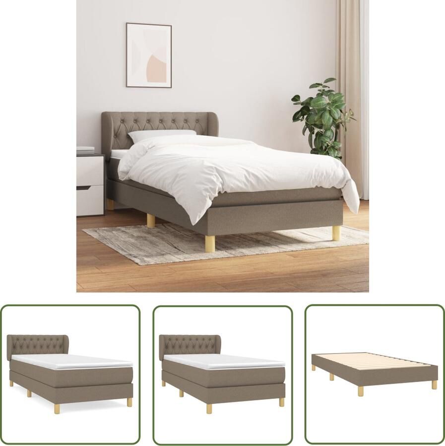 The Living Store Boxspringbed taupe 193 x 93 x 78 88 cm Pocketvering matras Middelharde ondersteuning Huidvriendelijk topmatras eenvoudige montage Boxspringbed Slaapcomfort Boxspring Tweepersoonsbed Taupecolor