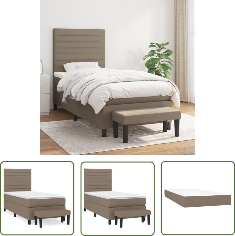 The Living Store Boxspringbed Comfortabele pocketvering matras Middelharde ondersteuning Huidvriendelijk topmatras Inclusief multifunctioneel bankje