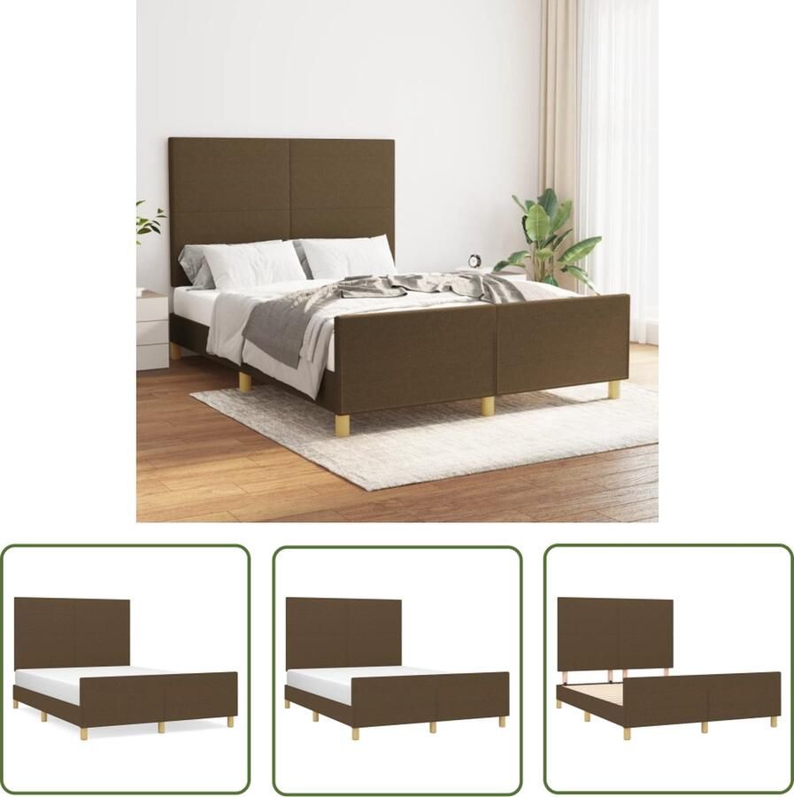 The Living Store Bedframe Donkerbruin 193 x 146 x 118 128 cm Verstelbare Hoogte Multiplex Lattenbodem Comfortabele Ondersteuning Donkerbruin Bed Frame Slaapcomfort Houten Bed Tweepersoons Bed Boxspring Bed