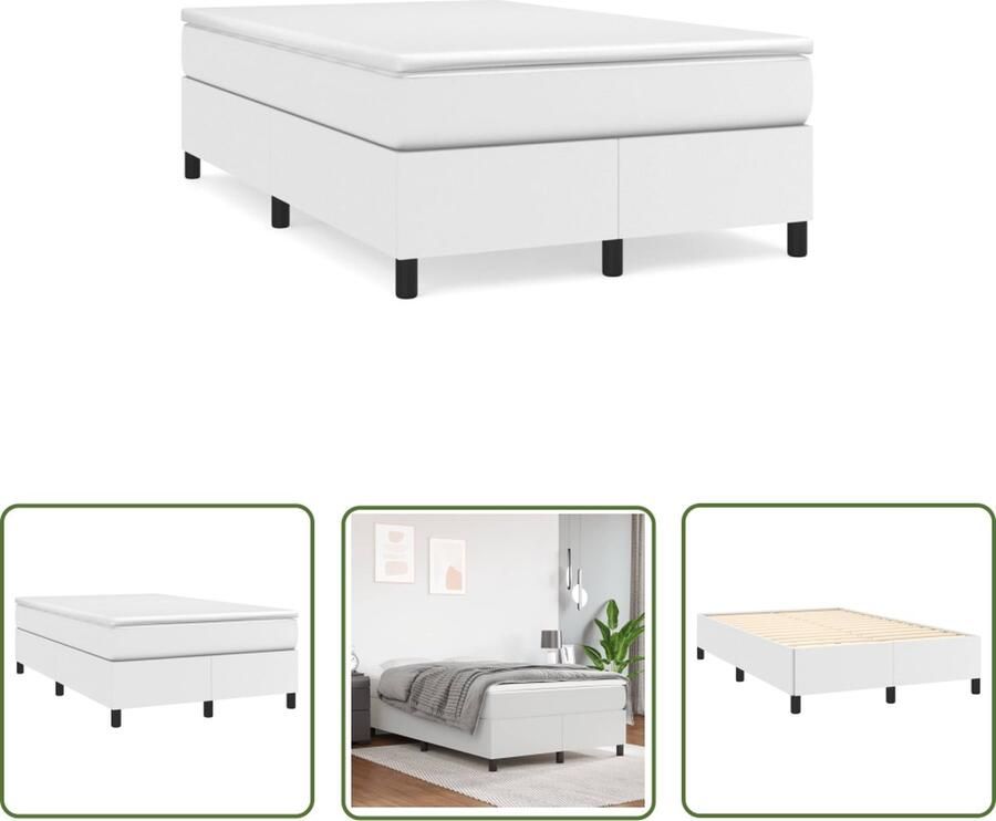 The Living Store Boxspring met matras kunstleer wit 120x190 cm Boxspringbed Slaapkamerinrichting Kunstleder Bed Wit Bed Tweepersoonsbed