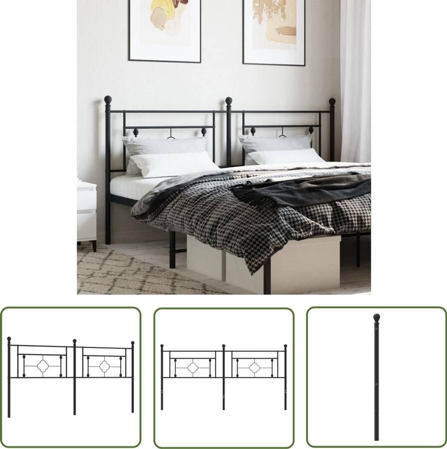 VidaXL Hoofdbord 180 cm metaal zwart Hoofdbord Slaapkamerinrichting Design Hoofdbord Metalen Hoofdbord Zwart Hoofdbord