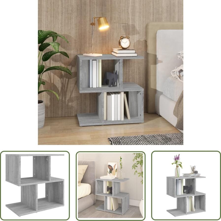 The Living Store Nachtkastje Serica Meubelen 50 x 30 x 51.5 cm Grijs Sonoma Eiken Nachtkastje Slaapkamermeubel Houten Nachtkastje Grijze Nachtkastje Compact Nachtkastje - Foto 2