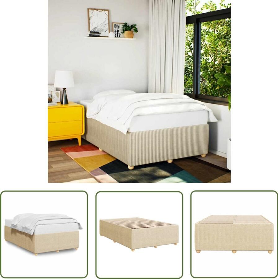 VidaXL Slaapkamers Bed Frame Bedframe zonder matras 120x200 cm stof crèmekleurig Houten Bed Tweepersoonsbed Boxspring
