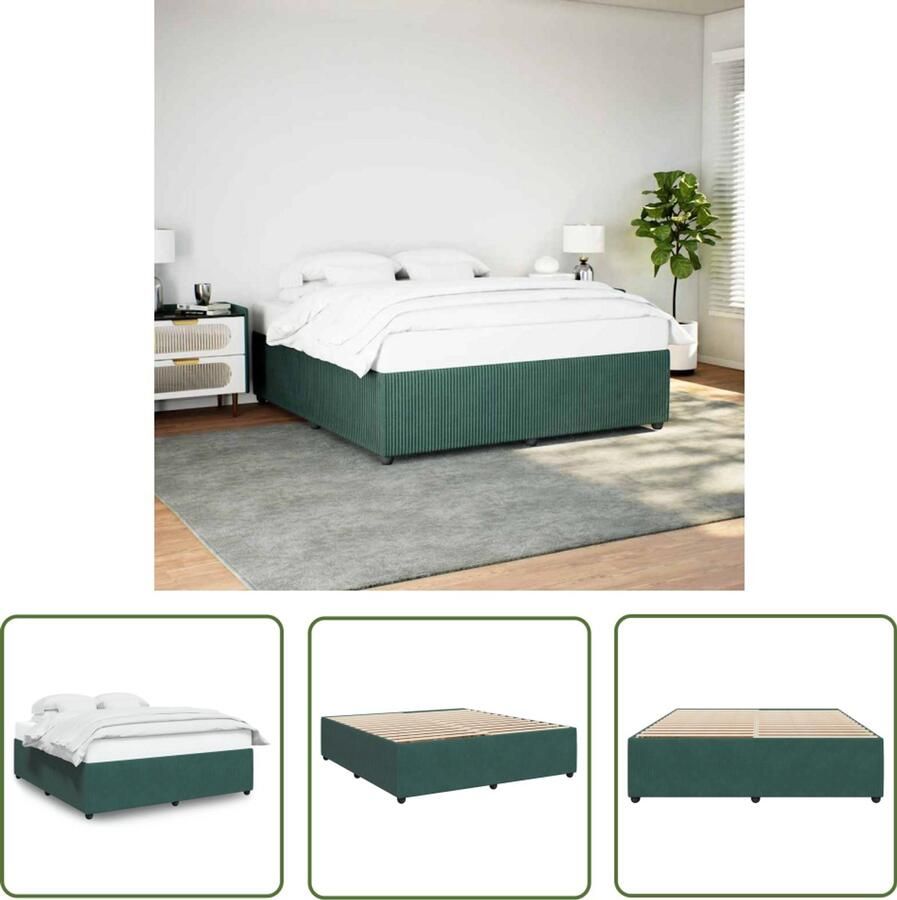 VidaXL Slaapkamers Bed Frame Bedframe zonder matras 180x200 cm fluweel donkergroen Donkere Kleuren Fluweel Houten Bed