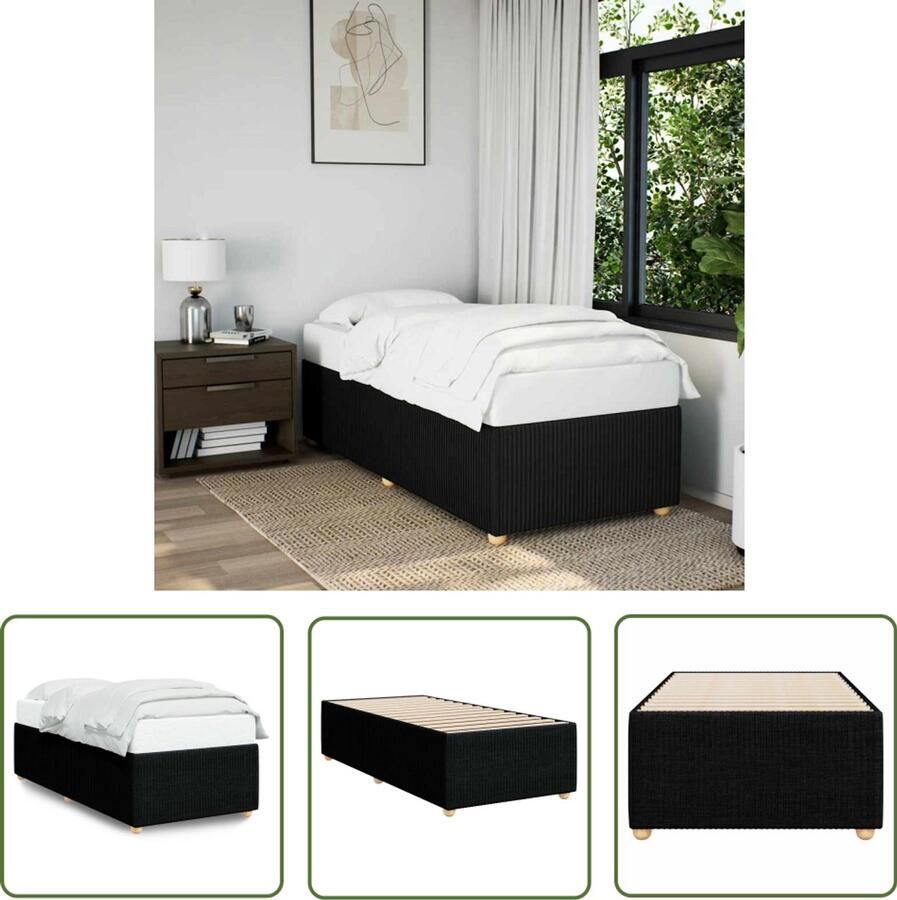VidaXL Bedframe zonder matras 90x200 cm stof zwart Bed Frame Slaapkamers Boxspring Tweepersoonsbed Kingsize Bed