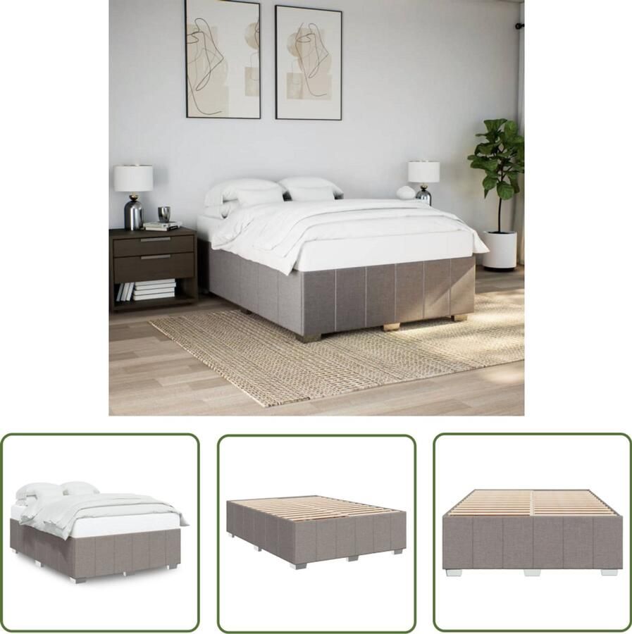 VidaXL Slaapkamers Bed Frame Bedframe zonder matras stof taupe 140x190 cm Boxspring Tweepersoonsbed Houten Bed