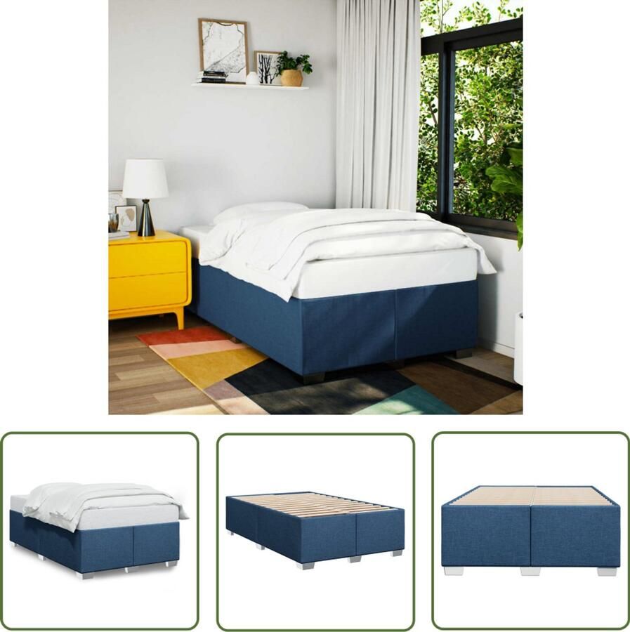 VidaXL Bedframe zonder matras 120x200 cm stof blauw Bedframe Slaapkamers Houten Bed Tweepersoonsbed Boxspring