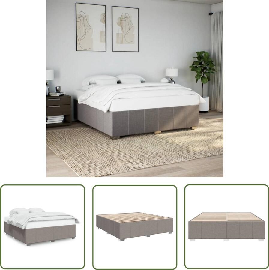 VidaXL Bedframe zonder matras stof taupe 180x200 cm Bedframe Slaapkamers Taupestructuur Houten Bedframe Tweepersoonsbed