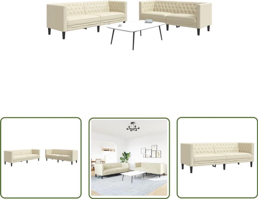 VidaXL Sleutel Dynamo Meter 2-delige Loungeset Chesterfield-stijl kunstleer crèmekleurig Gereedschap Drapers Tools Klikmechanisme