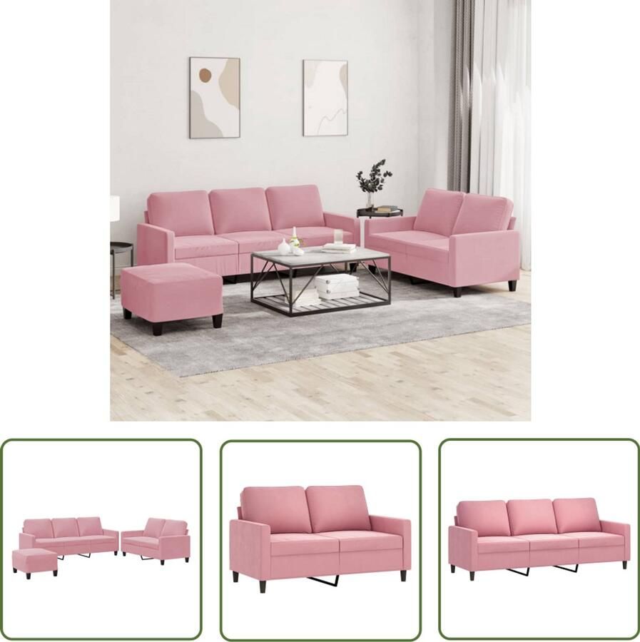 VidaXL 3-delige Loungeset met kussens fluweel roze Dynamo Meter Sleutel Gereedschap Klikmechanisme Torque Wrench