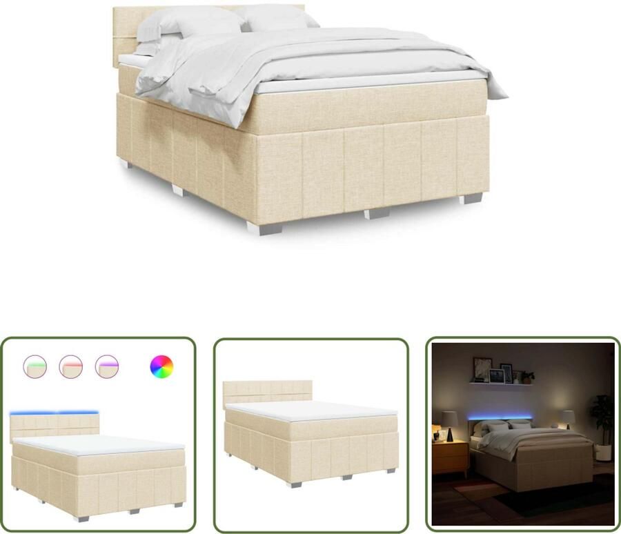 VidaXL Sleutel Dynamo Meter Boxspring met matras stof crèmekleurig 140x190 cm Gereedschap Drapers Tools Klikmechanisme - Foto 2