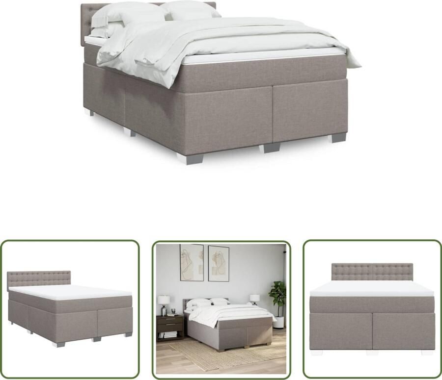 VidaXL Sleutel Dynamo Meter Boxspring met matras stof taupe 140x190 cm Gereedschap Drapers Tools Klikmechanisme