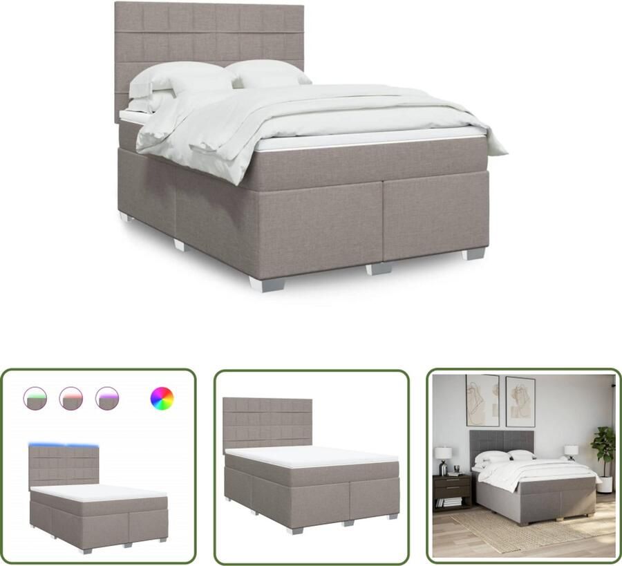 VidaXL Boxspring met matras stof taupe 140x190 cm Dynamo Meter Sleutel Set Gereedschap Auto Drapers Tools Klik Sleutel