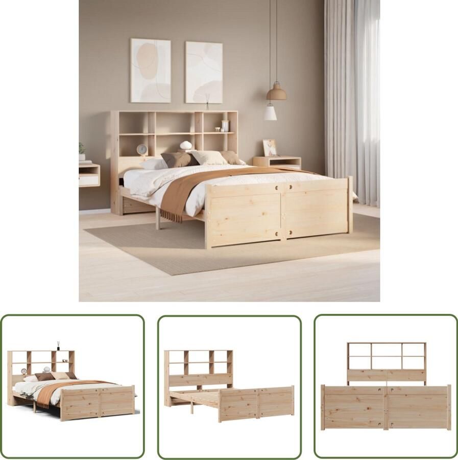 VidaXL Bed met boekenkast zonder matras massief grenenhout 160x200 cm Sleutelset Sleutels Gereedschap Mechanica Handgereedschap