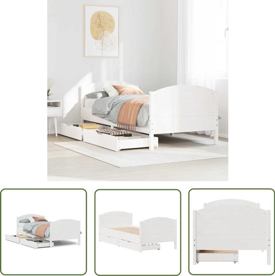 VidaXL Bedframe zonder matras massief grenenhout wit 90x190 cm Sleutelset Sleutels Gereedschap Mechanica Handgereedschap