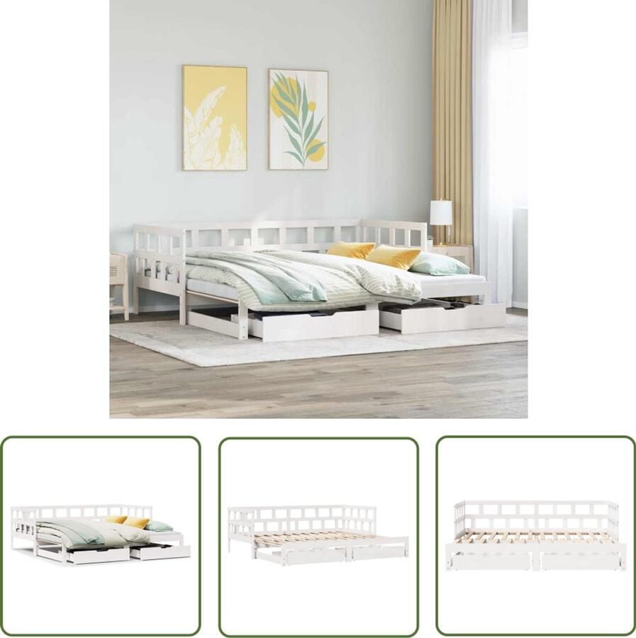 VidaXL Slaapbank met onderschuifbed lades zonder matras 90x200 cm wit Sleutelset Sleutels Gereedschap Mechanica Draperpatools