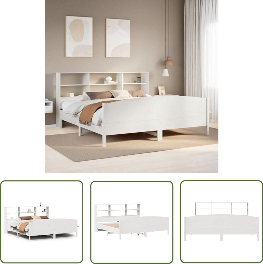 VidaXL Sleutelset Dynamische Sleutel Bed met boekenkast zonder matras grenenhout wit 180x200 cm Gereedschap Mechanica Klikmechanisme