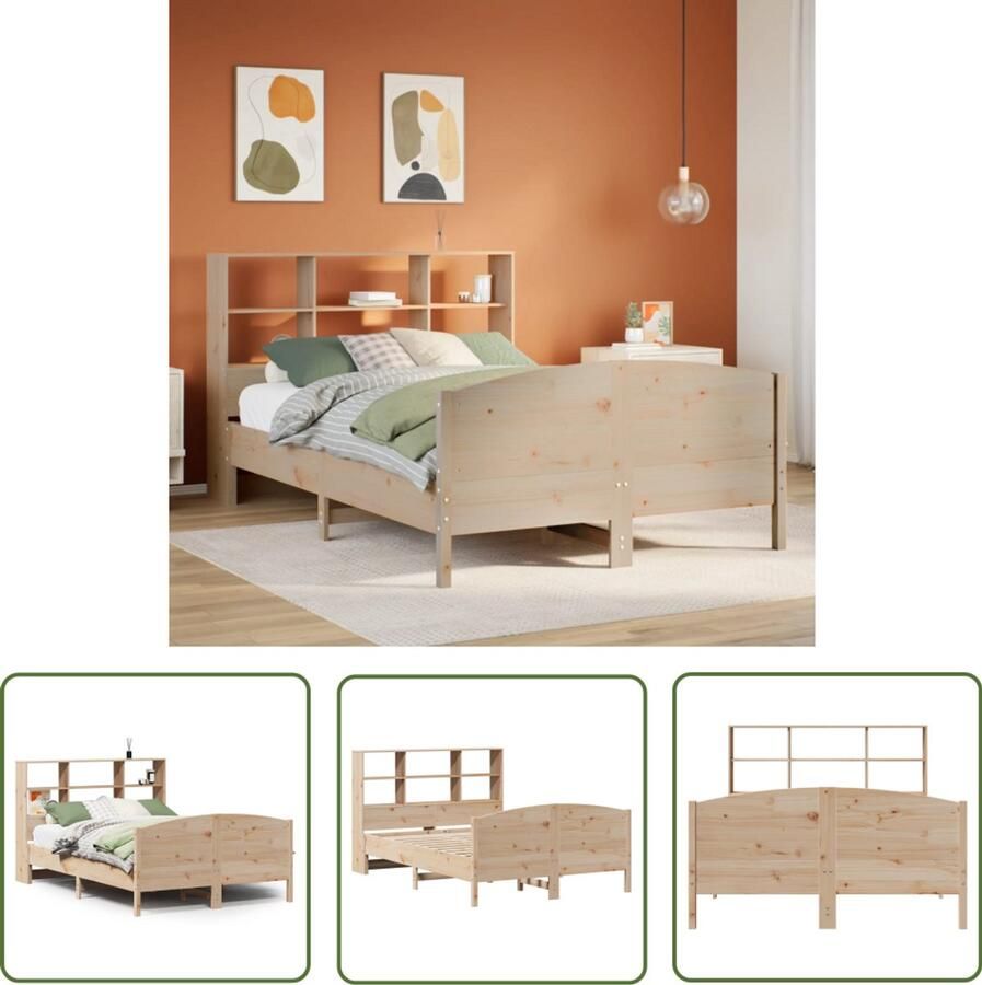 VidaXL Bed met boekenkast zonder matras massief grenenhout 120x200 cm Dynamische Sleutel Sleutelset Gereedschap Mechanica Monteurgereedschap