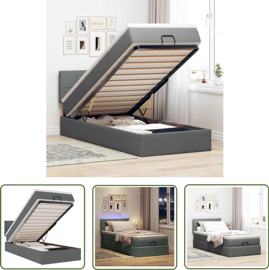 VidaXL Sleutelset Dynamische Sleutel Bed poef met matras en LED's 90x200 cm stof donkergrijs Gereedschap Mechanica Draper Tools