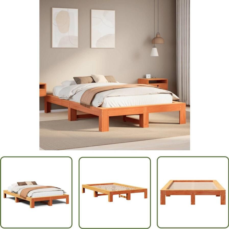 VidaXL Sleutelset Dynamische Sleutel Bedframe zonder matras massief grenenhout wasbruin 120x200 cm Gereedschap Mechanica Drapers Tools