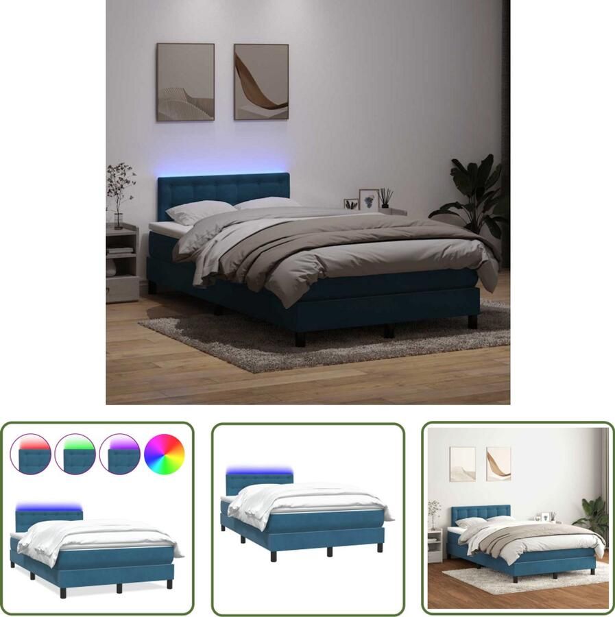 VidaXL Boxspring met matras fluweel donkerblauw 120x210 cm Dynamische Sleutel Sleutelset Gereedschap Drapers Tools Draper