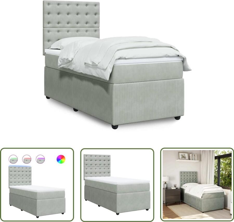 VidaXL Sleutelset Dynamische Sleutel Boxspring met matras fluweel lichtgrijs 100x200 cm Gereedschap Mechanica Drapers Tools