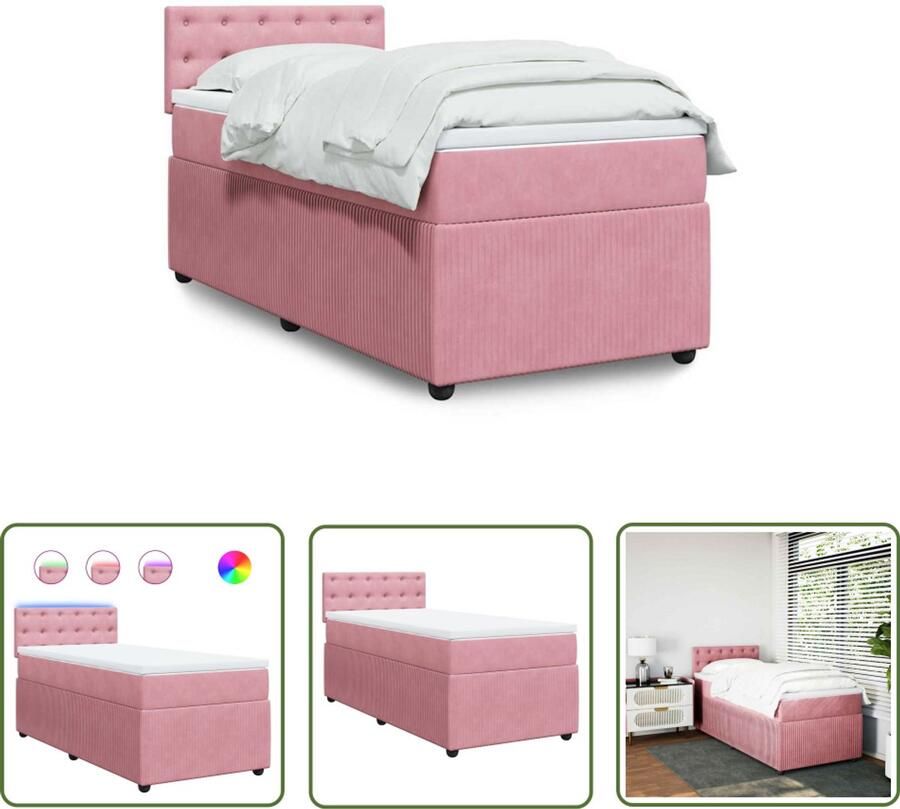 VidaXL Boxspring met matras fluweel roze 100x200 cm Dynamische Sleutel Sleutelset Gereedschap Mechanica Drapers Tools