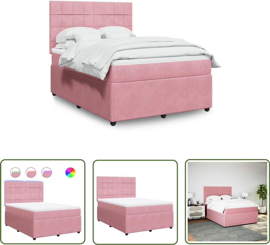 VidaXL Boxspring met matras fluweel roze 140x190 cm Dynamische Sleutel Sleutelset Gereedschap Mechanica Draadloos