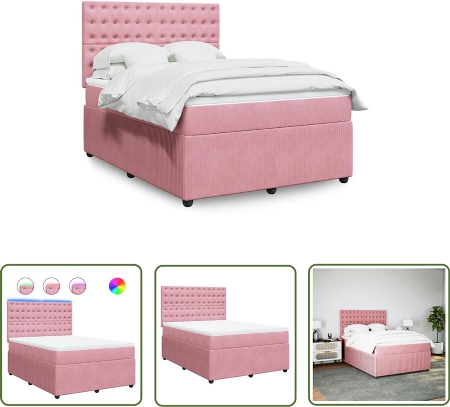 VidaXL Boxspring met matras fluweel roze 140x190 cm Dynamische Sleutel Sleutelset Gereedschap Mechanica Drapers Tools