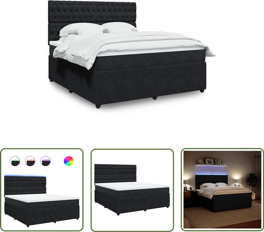 VidaXL Sleutelset Dynamische Sleutel Boxspring met matras fluweel zwart 180x200 cm Gereedschap Mechanica Drapers Tools