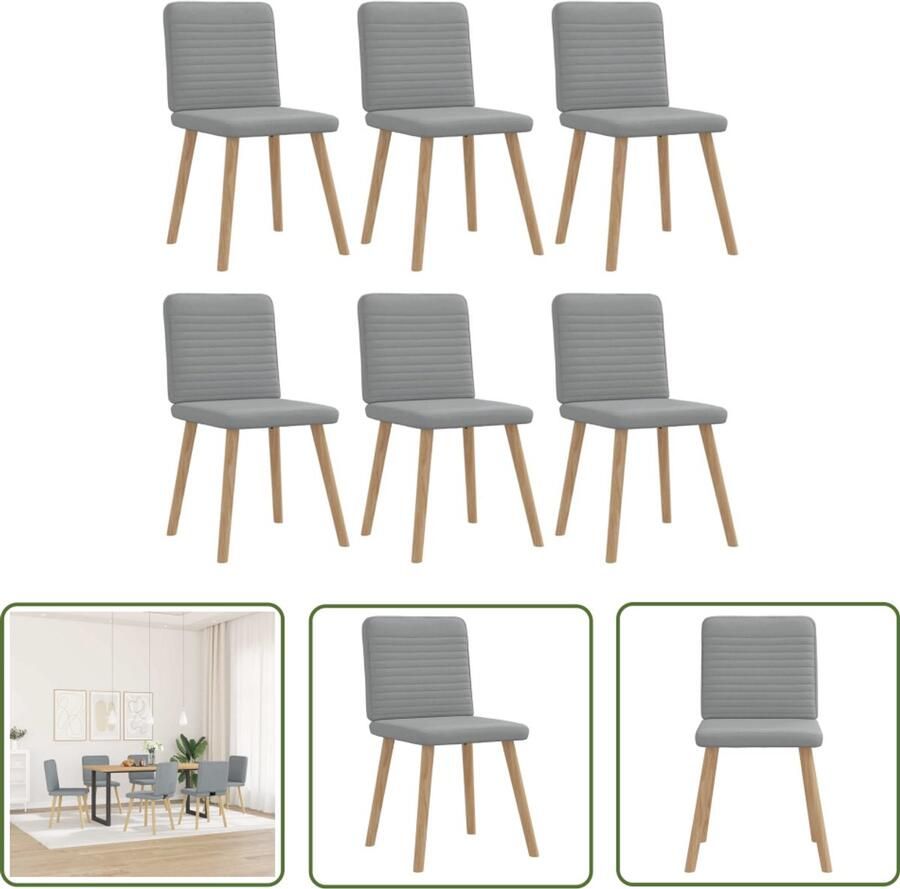 VidaXL Eetkamerstoelen 6 st stof lichtgrijs Dynamische Sleutel Sleutelset Gereedschap Drapers Tools Klikmechanisme