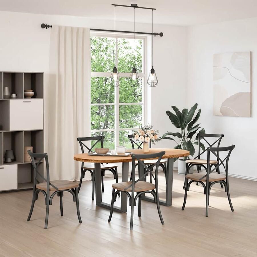 The Living Store Eettafel 180x90x74 cm ovaal massief eikenhout lichtbruin Eetkamertafel Houten Tafel Oak Wood Tafel Salontafel Grote Tafel