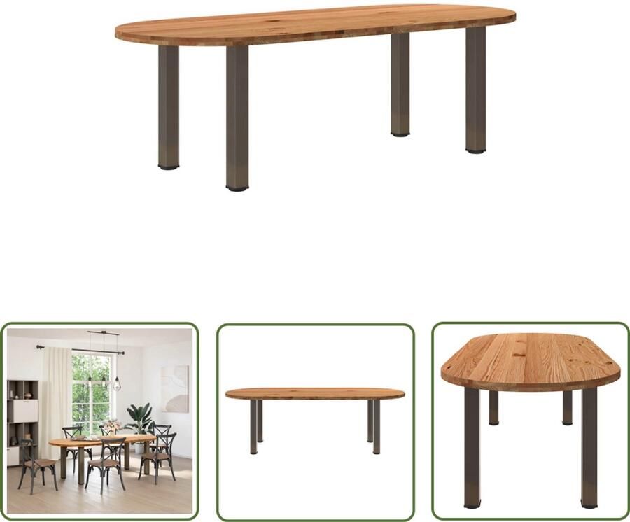 VidaXL Sleutelset Dynamische Sleutel Eettafel 240x100x74 cm ovaal massief eikenhout lichtbruin Gereedschap Mechanica Draadstang