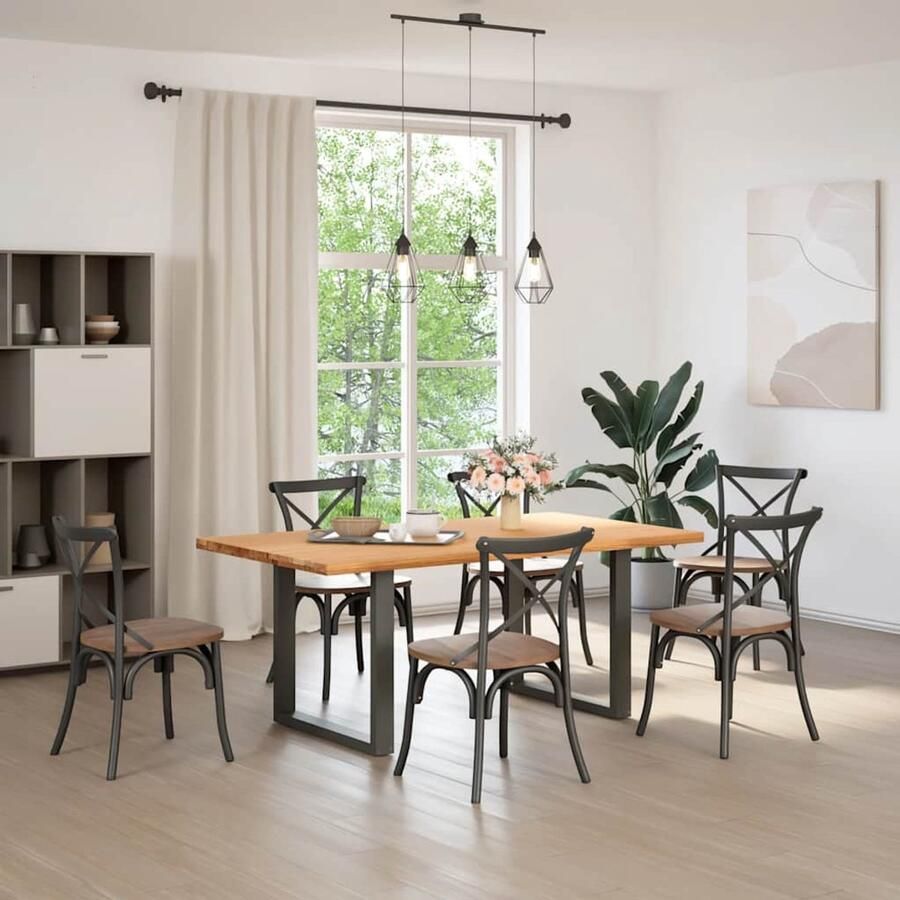 The Living Store Eettafel rechthoekig 180x100x74 cm massief eikenhout lichtbruin Eettafel Houten Eettafel Eikentafel Salontafel Diningtable