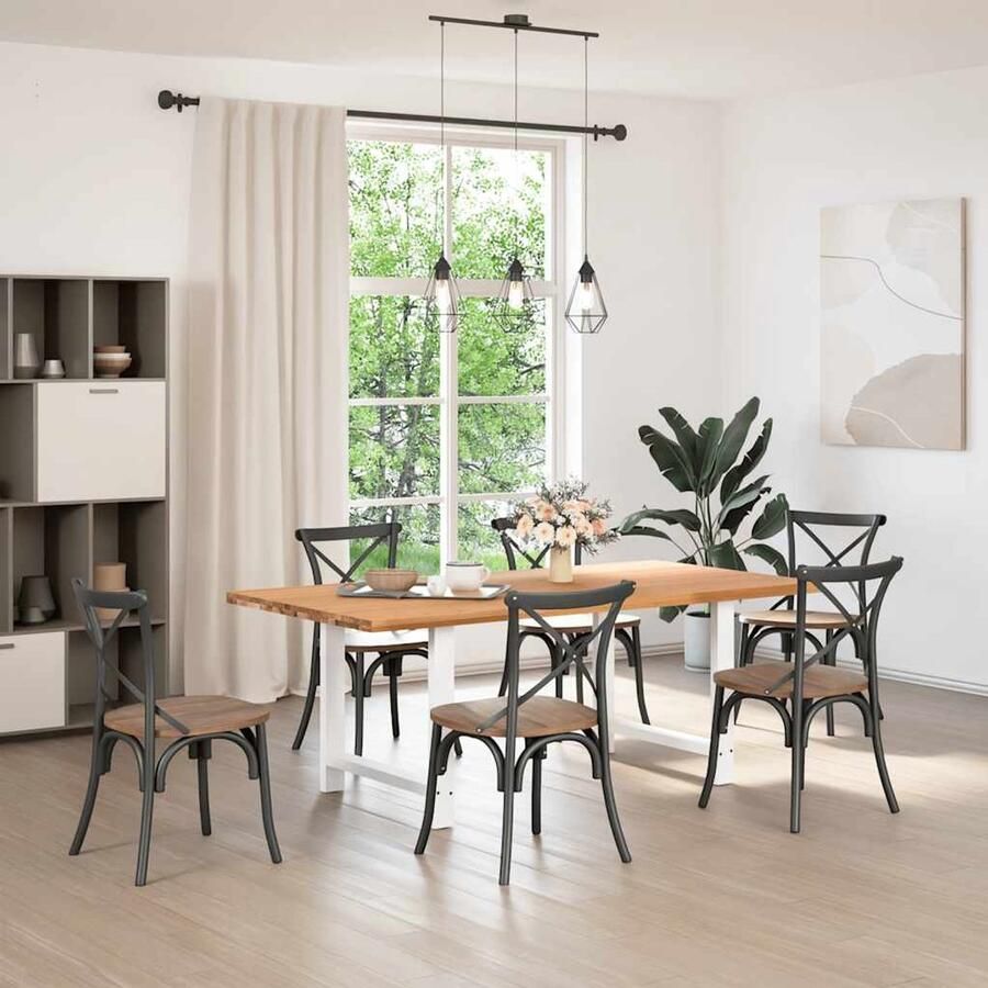 The Living Store Eettafel rechthoekig 200x100x74 cm massief eikenhout lichtbruin Eetkamertafel Eikenhouten Tafel Salontafel Grote Tafel Massief Eikenhout