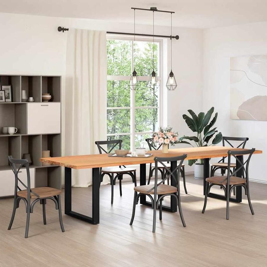 The Living Store Eettafel rechthoekig 320x100x74 cm massief eikenhout lichtbruin Eetkamertafel Houten Tafel Oak Wood Tafel Grote Eetkamertafel Massief Eikenhout