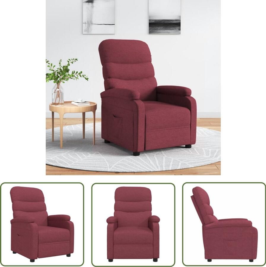 VidaXL Fauteuil verstelbaar stof wijnrood Dynamische Sleutel Sleutelset Gereedschap Set Mechanica Tools Drapers Tools