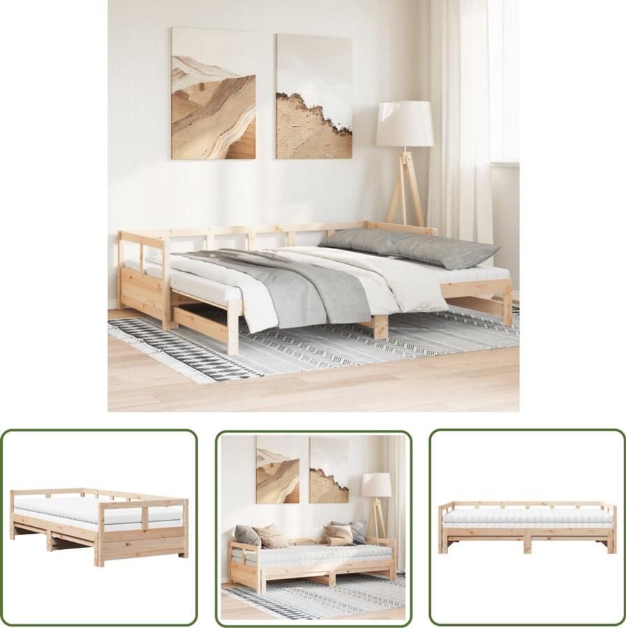 VidaXL Slaapbank met onderschuifbed en matrassen 80x200 cm grenenhout Dynamische Sleutel Sleutelset Gereedschap Set Mechanica Tools Handgereedschap