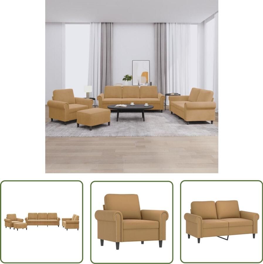 VidaXL Sleutelset Dynammometer Sleutel 4-delige Loungeset met kussens fluweel bruin Gereedschap Draperpatools Handgereedschap