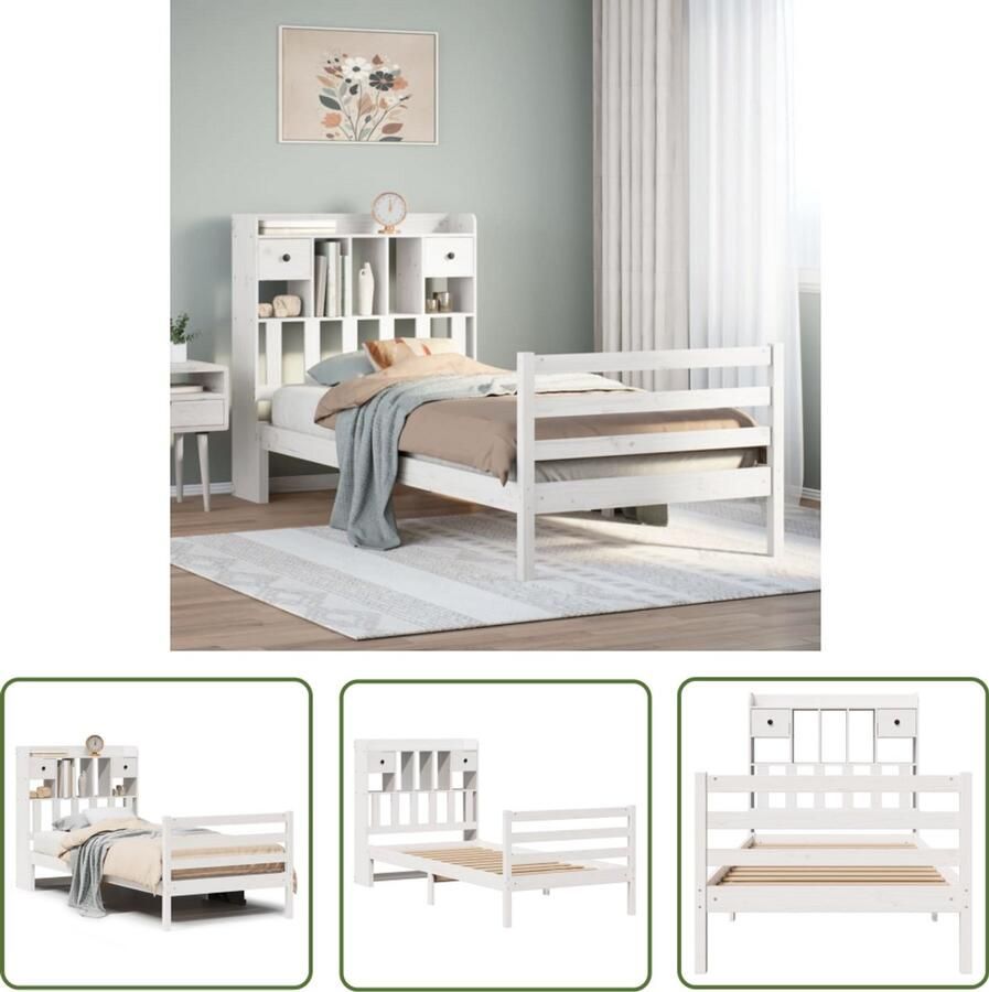 VidaXL Sleutelset Dynammometer Sleutel Bed met boekenkast zonder matras grenenhout wit 75x190 cm Gereedschap Handgereedschap Monteursgereedschap