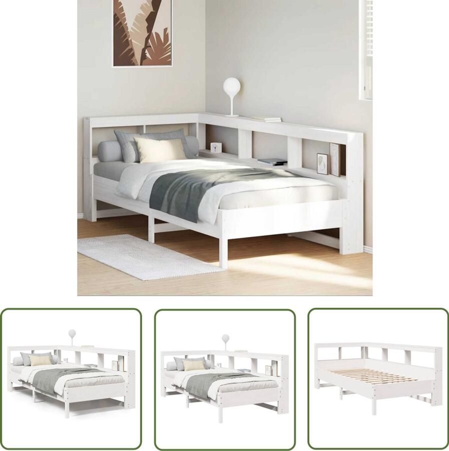 VidaXL Sleutelset Dynammometer Sleutel Bed met boekenkast zonder matras grenenhout wit 90x200 cm Gereedschap Drapers Tools Handgereedschap