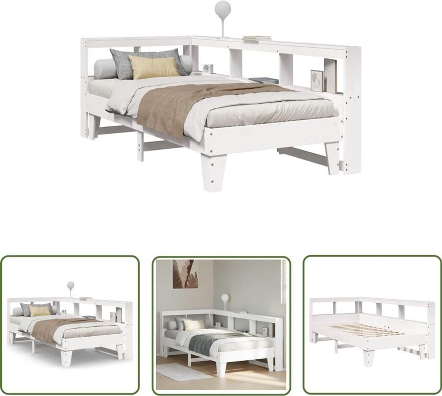 VidaXL Bed met boekenkast zonder matras grenenhout wit 90x200 cm Dynammometer Sleutel Sleutelset Gereedschap Handgereedschap Drapers Tools