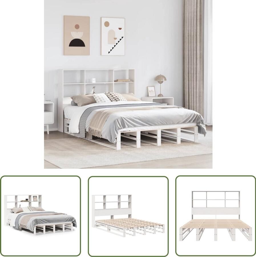 VidaXL Sleutelset Dynammometer Sleutel Bed met boekenkast zonder matras massief hout wit 120x200 cm Gereedschap Handgereedschap Monteursgereedschap