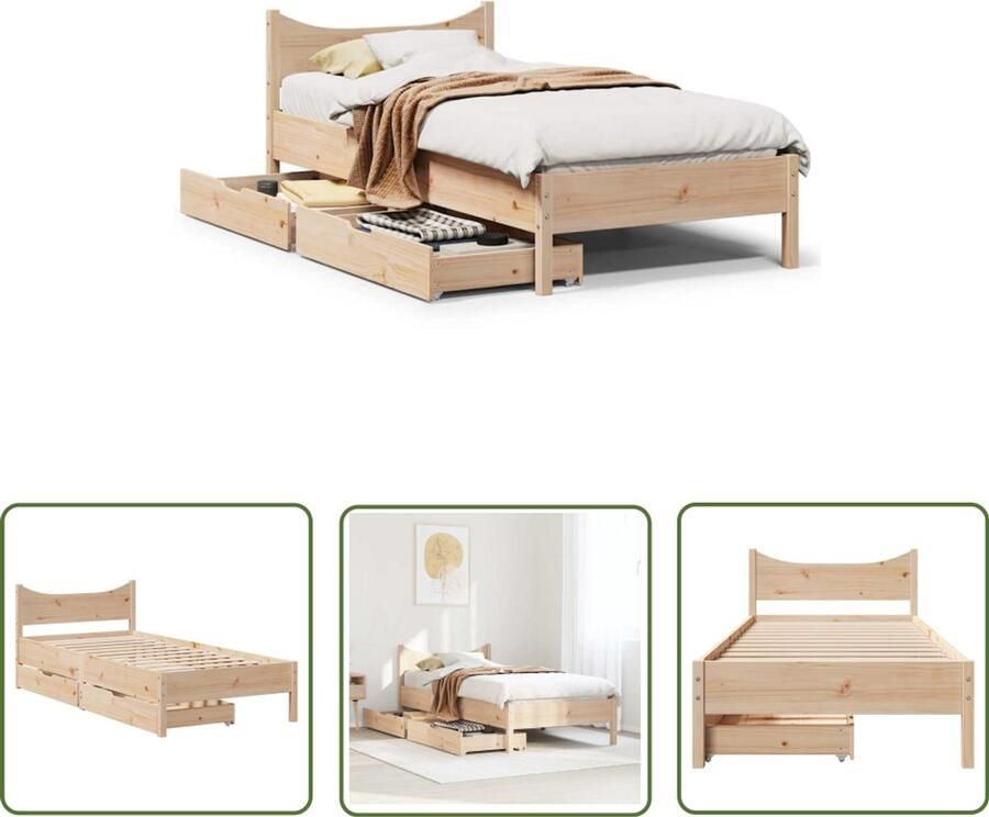 VidaXL Sleutelset Dynammometer Sleutel Bedframe met lades massief grenenhout 90x200 cm Gereedschap Handgereedschap Drapers Tools