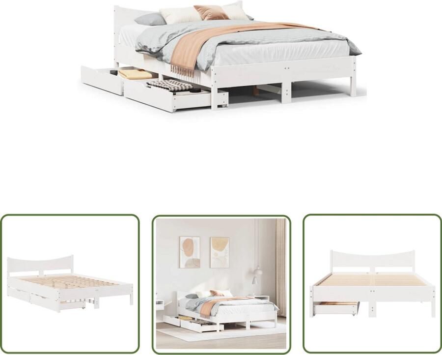 VidaXL Sleutelset Dynammometer Sleutel Bedframe met lades massief grenenhout wit 120x200 cm Gereedschap Drapers Tools Krachtmeter