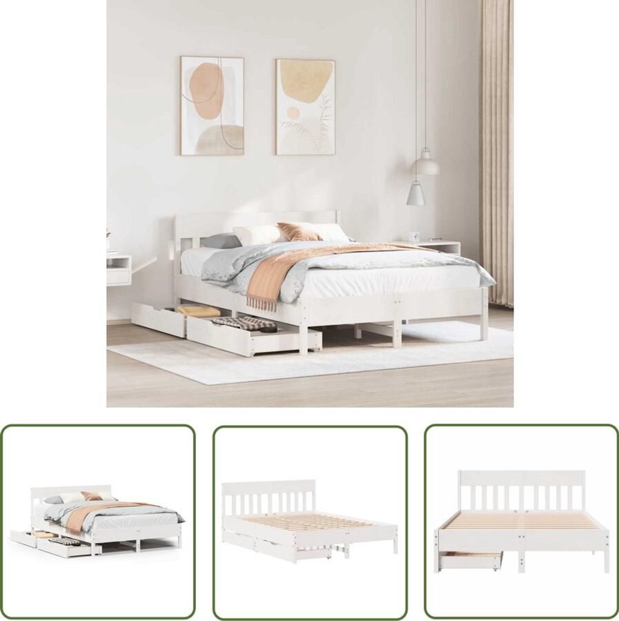 VidaXL Sleutelset Dynammometer Sleutel Bedframe zonder matras massief grenenhout wit 120x190 cm Gereedschap Drapers Tools Klikmechanisme