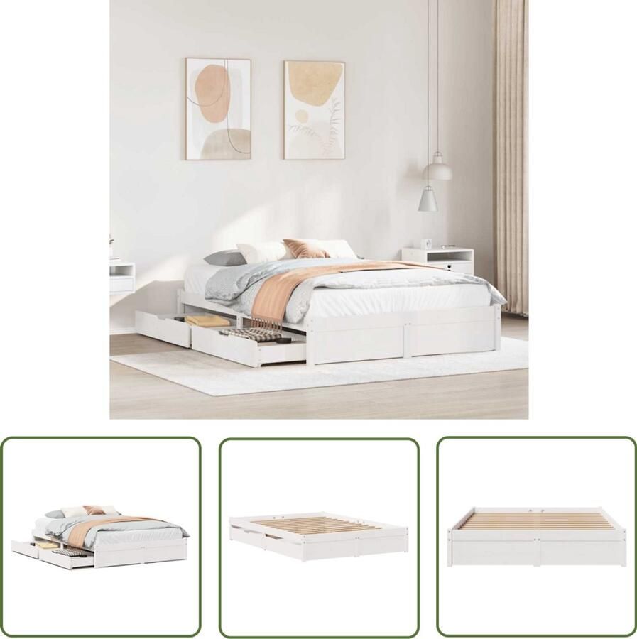 VidaXL Sleutelset Dynammometer Sleutel Bedframe zonder matras massief grenenhout wit 150x200 cm Gereedschap Handgereedschap Drapers Tools