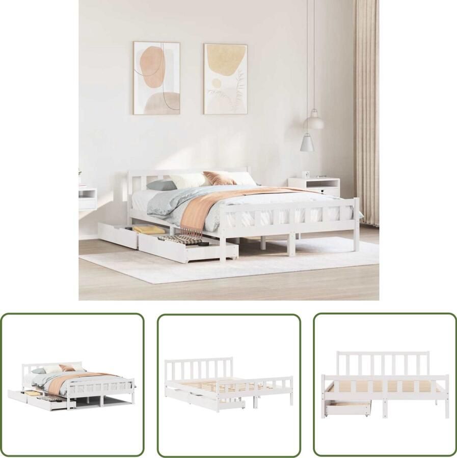 VidaXL Sleutelset Dynammometer Sleutel Bedframe zonder matras massief grenenhout wit 150x200 cm Gereedschap Drapers Tools Torque Wrench